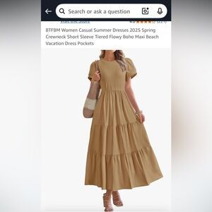 BTFBM Women's Summer Maxi Dress in Khaki size M